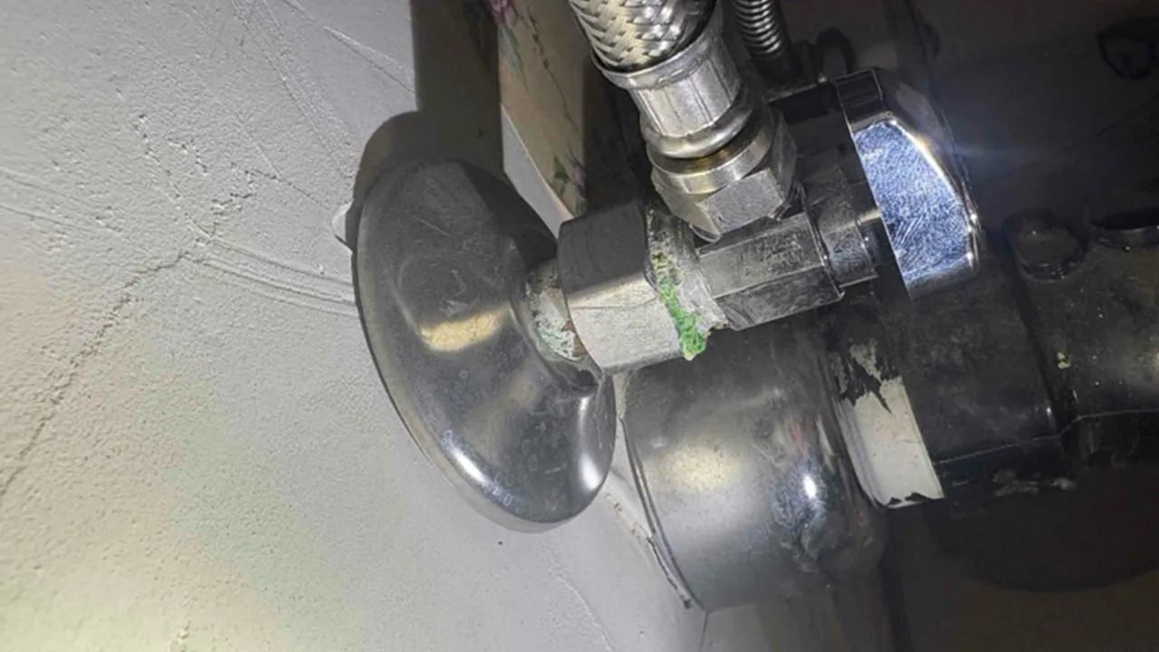 Corroded pipe fitting caused by a slow leak