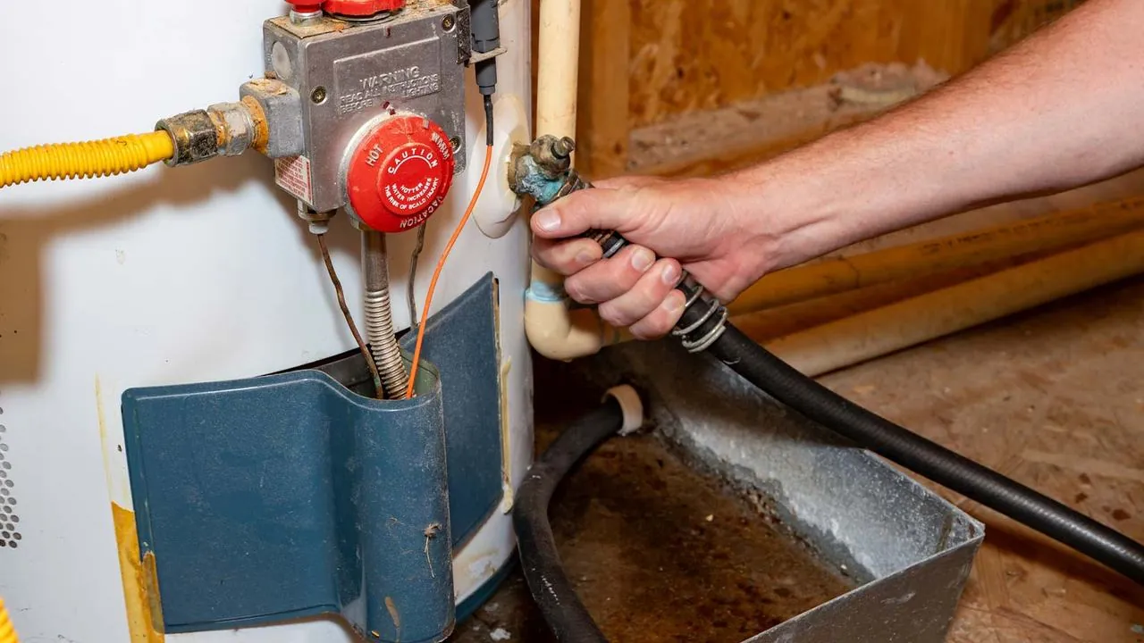 Draining a water heater tank with a hose