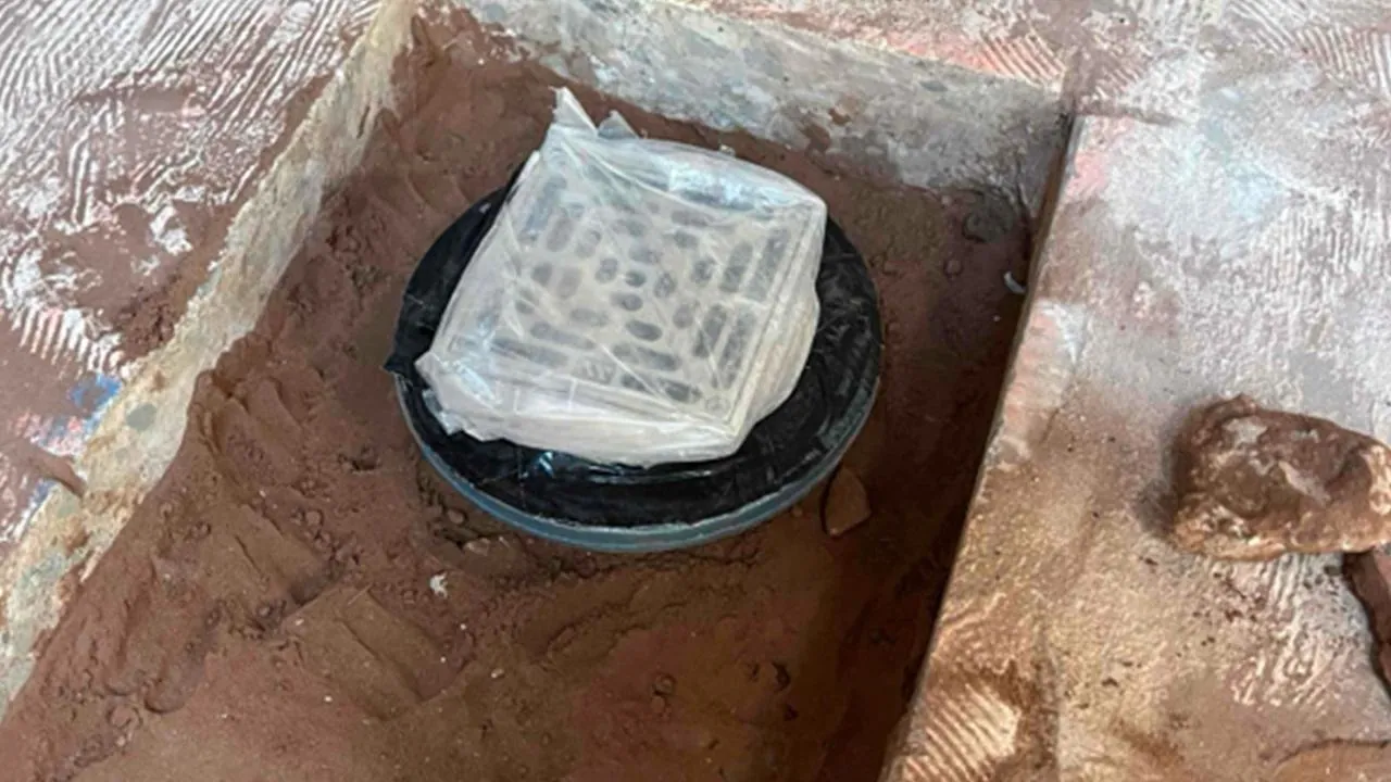 Floor drain set in a newly poured concrete floor