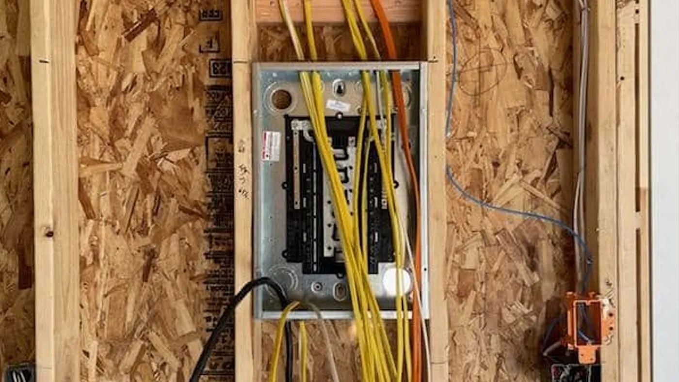 New electrical sub-panel installed in a framed wall