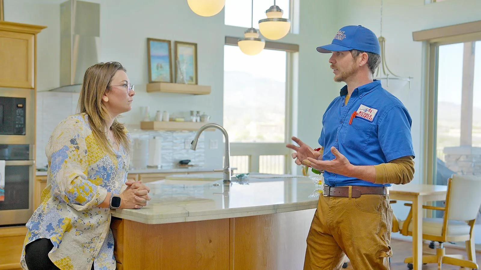 Nichols tech with a customer