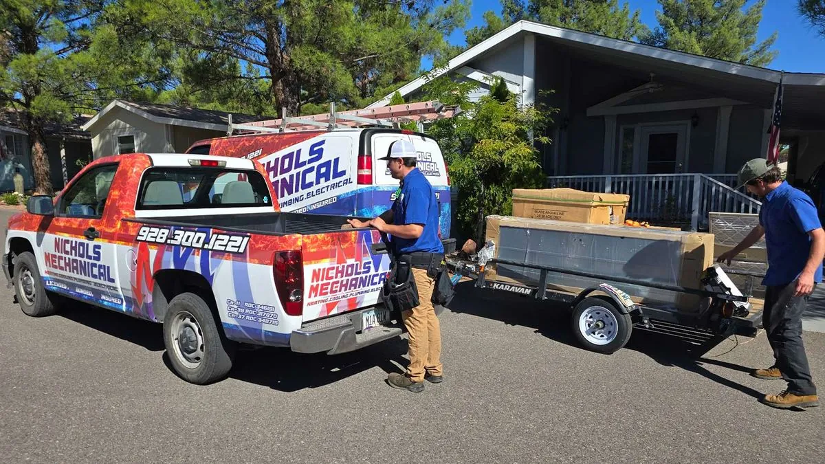 Nichols truck delivering a new HVAC system to a Cottonwood home
